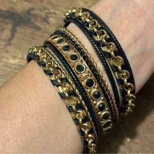 Gold and Black Chain Bracelet